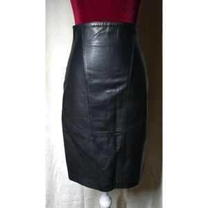 Wilson Suede & Leather Pencil Skirt Black SZ 6 VTG Biker grunge high waisted XS
